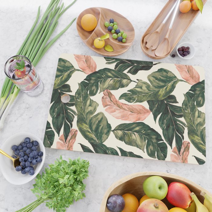Leaf green and pink Cutting Board Gallery Image 2