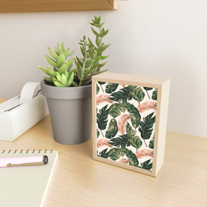 Leaf green and pink Mini Art Print Gallery Image 2