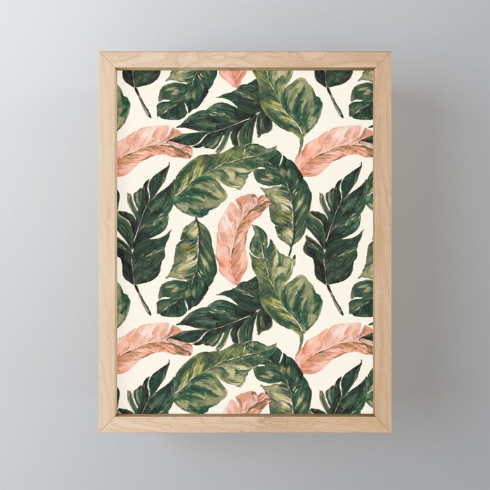 Leaf green and pink Mini Art Print Gallery Image 1
