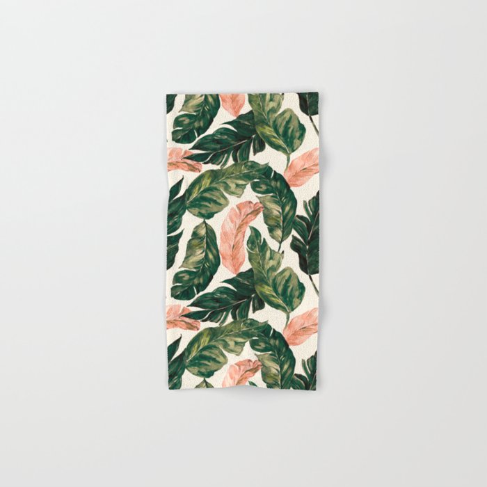 Leaf green and pink Hand & Bath Towel Gallery Image 1
