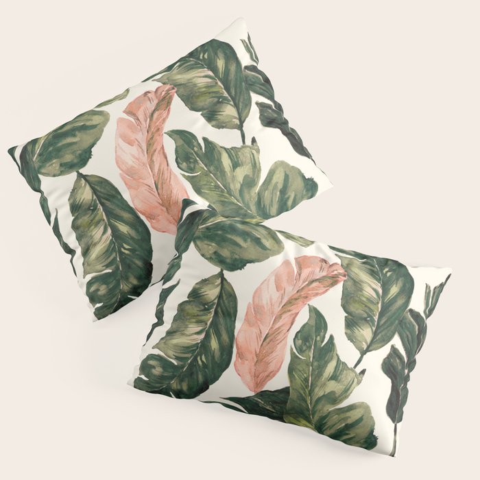 Leaf green and pink Pillow Sham Gallery Image 3