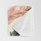 Leaf green and pink Throw Blanket Gallery Image 3