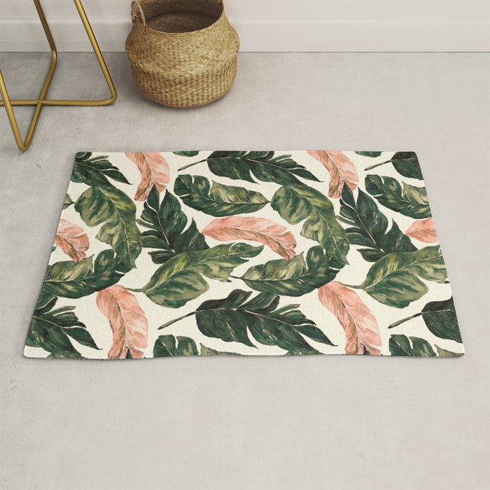 Leaf green and pink Rug Gallery Image 1