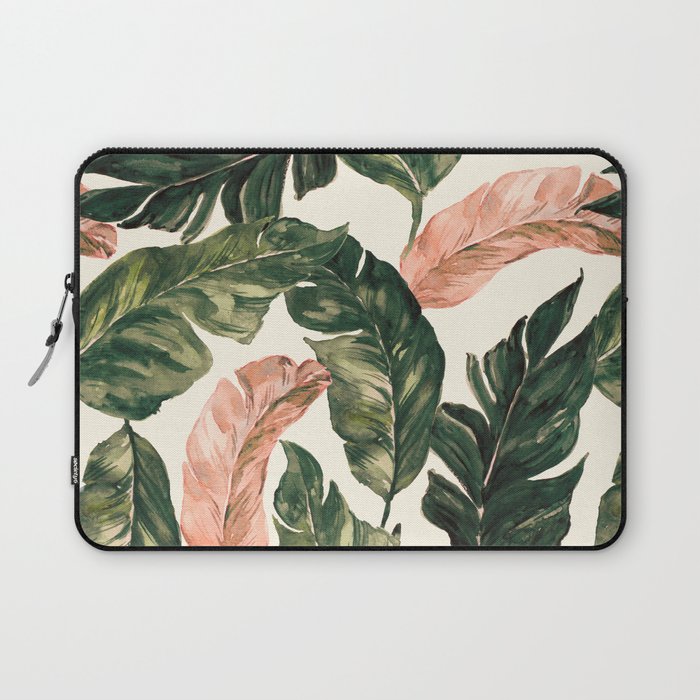 Leaf green and pink Laptop Sleeve Gallery Image 1
