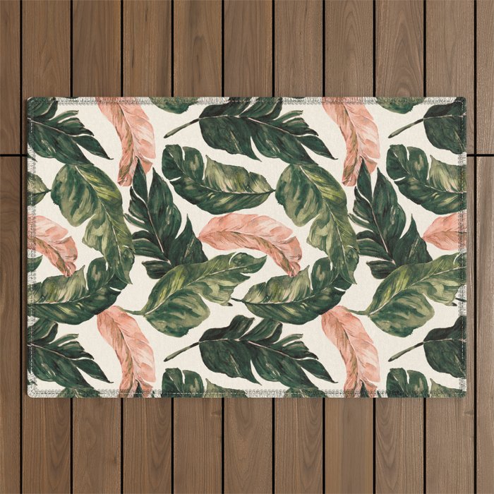 Leaf green and pink Outdoor Rug Gallery Image 1