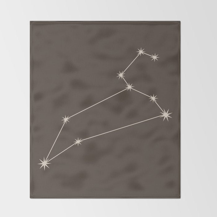 Leo Zodiac Star Constellation Line Art Coffee Brown Throw Blanket Gallery Image 2