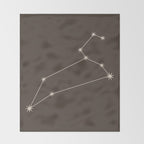 Leo Zodiac Star Constellation Line Art Coffee Brown Throw Blanket Gallery Image 2