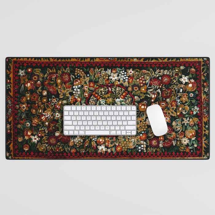 Medieval Unicorn Midnight Floral Garden Desk Mat Gallery Image 1