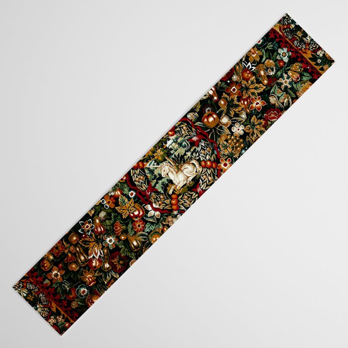 Medieval Unicorn Midnight Floral Garden Table Runner Gallery Image 3