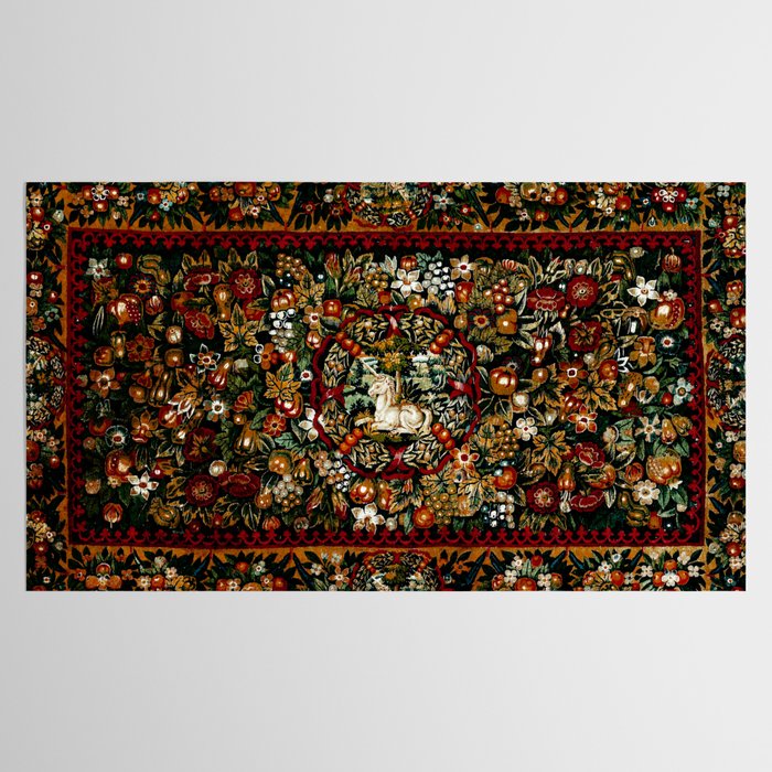 Medieval Unicorn Midnight Floral Garden Tablecloth Gallery Image 2