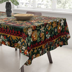Medieval Unicorn Midnight Floral Garden Tablecloth Gallery Image 3