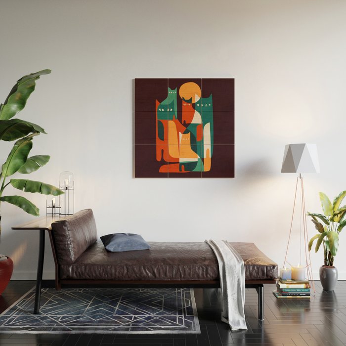 Cat Family Wood Wall Art Gallery Image 2