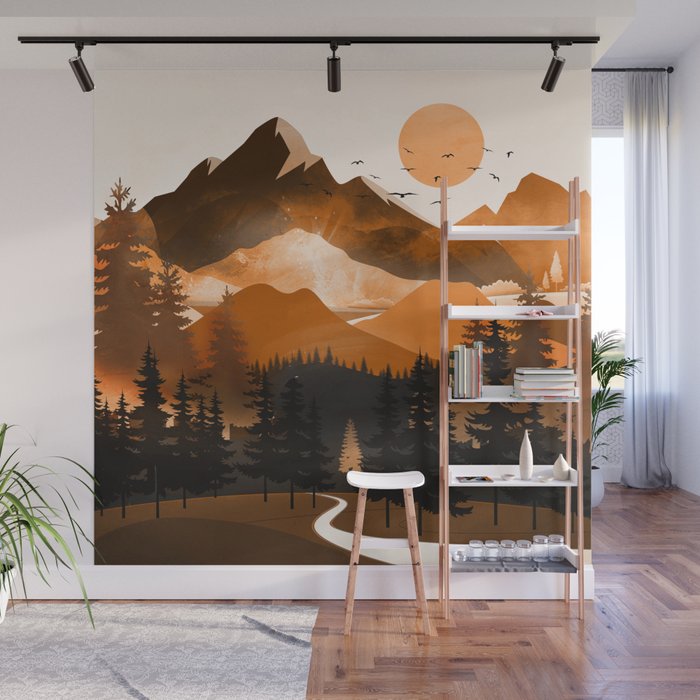 Sunshine over the peaceful mountainside Wall Mural Gallery Image 1