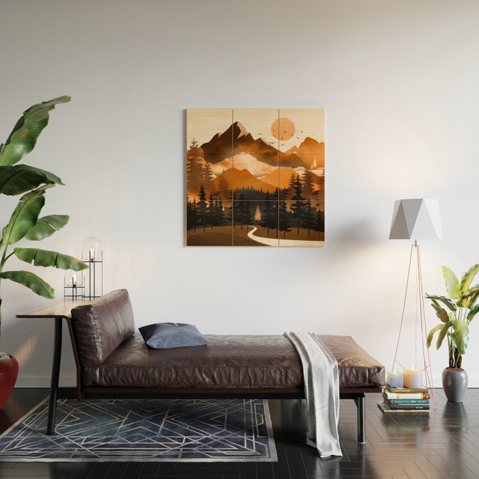 Sunshine over the peaceful mountainside Wood Wall Art Gallery Image 2