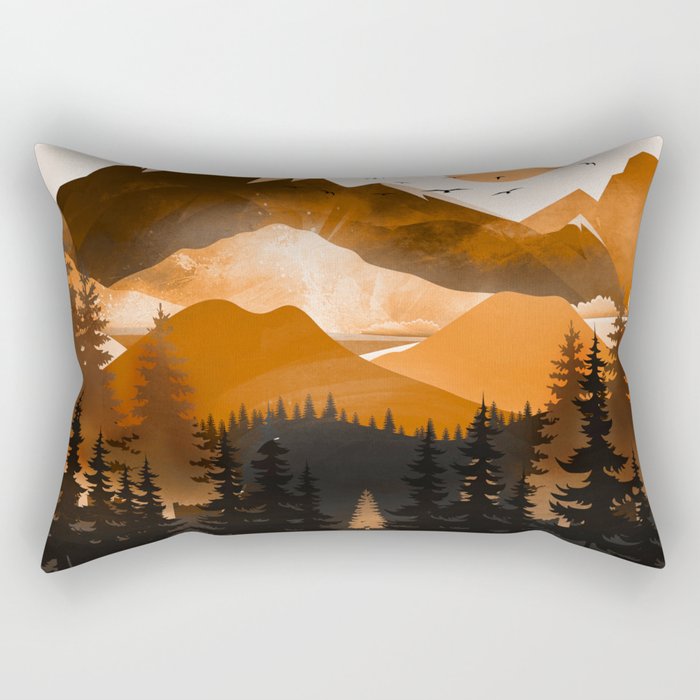 Sunshine over the peaceful mountainside Rectangular Pillow Gallery Image 1