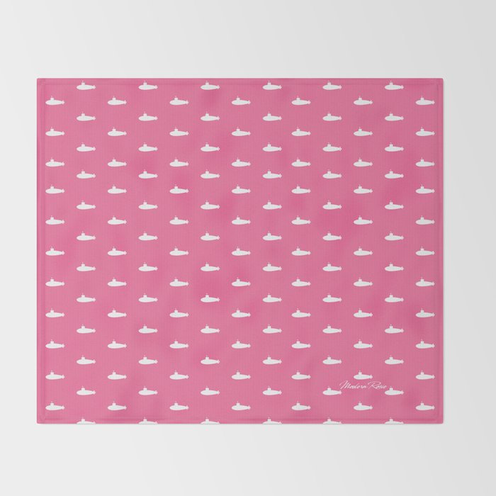 Tiny Submarines - Bright Pink Throw Blanket Gallery Image 2