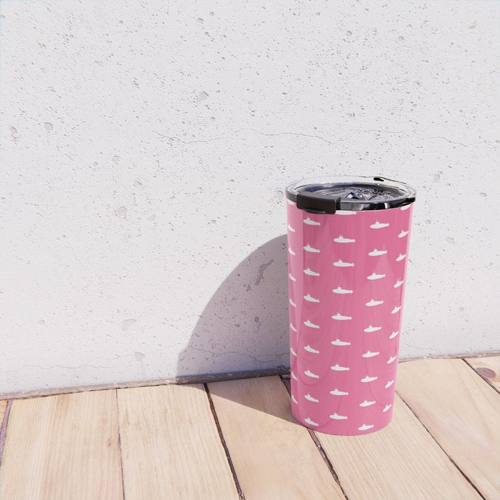 Tiny Submarines - Bright Pink Travel Mug Gallery Image 4