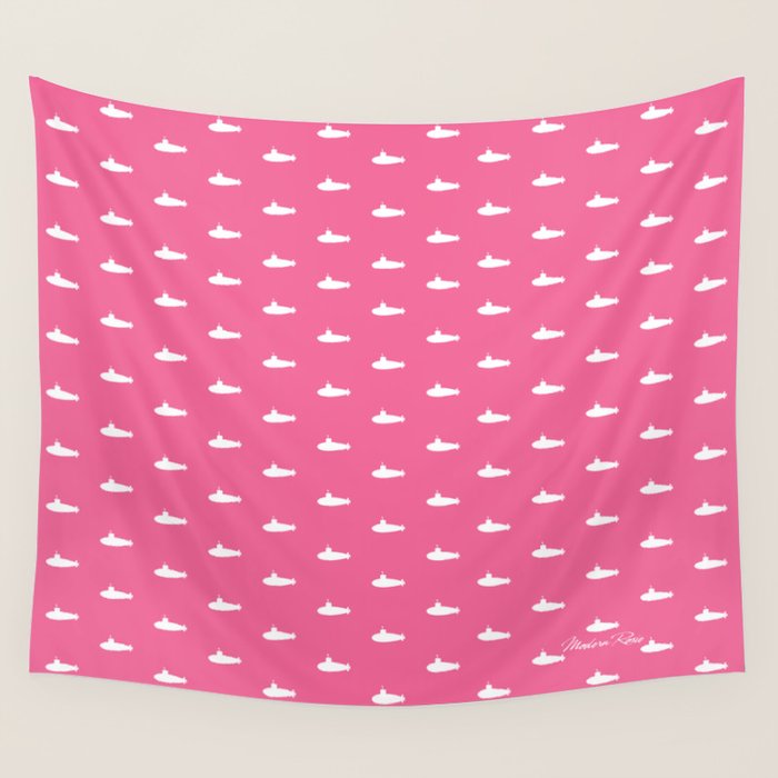 Tiny Submarines - Bright Pink Wall Tapestry Gallery Image 4