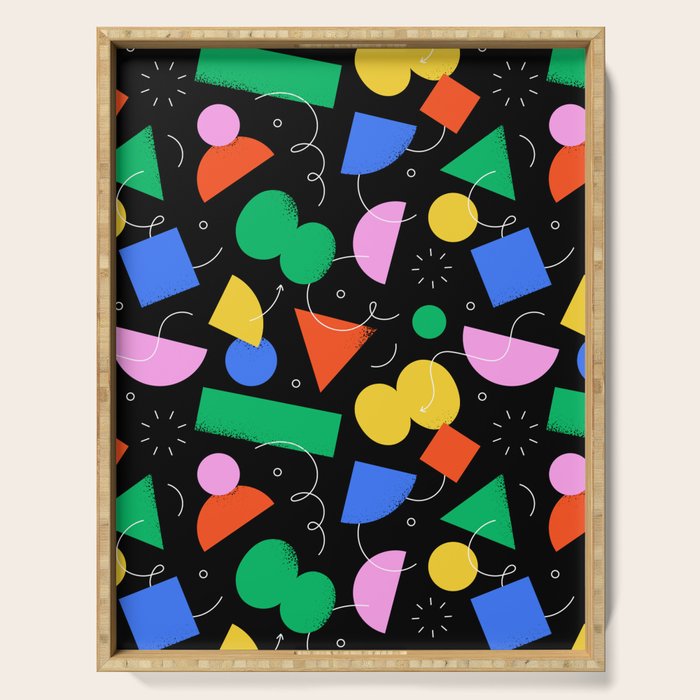 Colorful abstract geometric shape art pattern Serving Tray Gallery Image 1