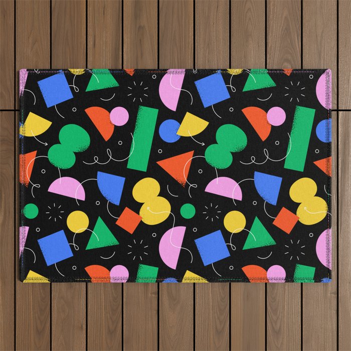 Colorful abstract geometric shape art pattern Outdoor Rug Gallery Image 1