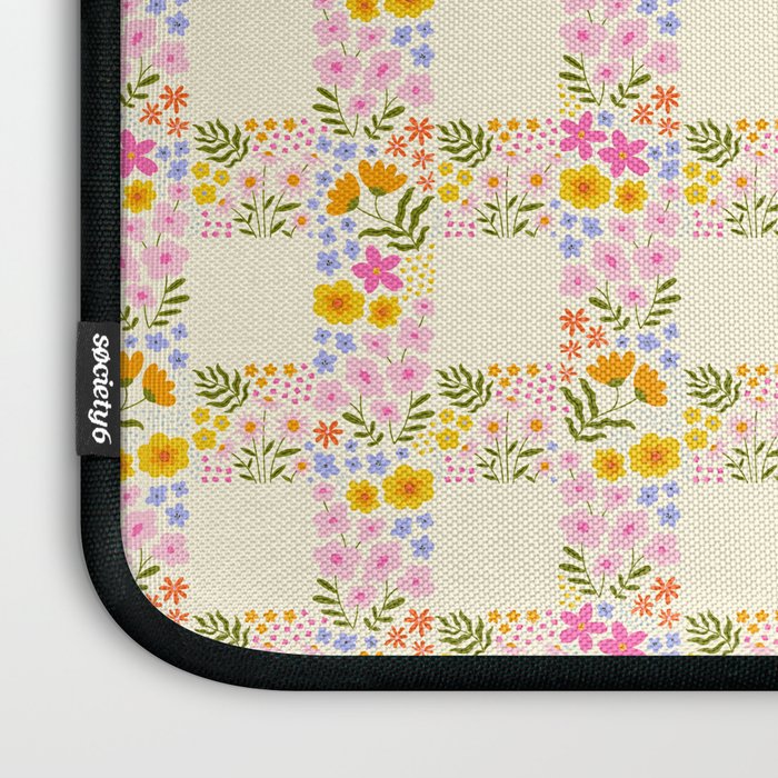 Vintage geometric flower art pattern Laptop Sleeve Gallery Image 3