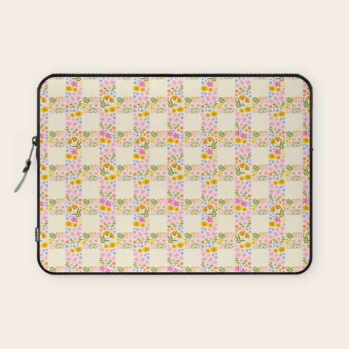 Vintage geometric flower art pattern Laptop Sleeve Gallery Image 1