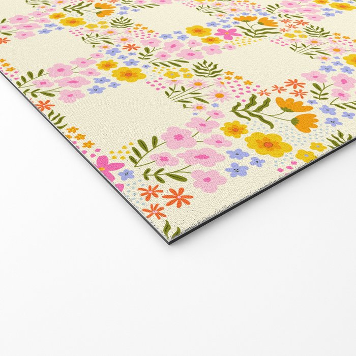 Vintage geometric flower art pattern Welcome Mat Gallery Image 2