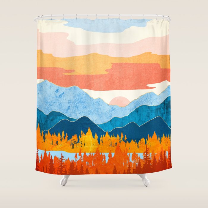 Fall Retro Vista Shower Curtain Gallery Image 1