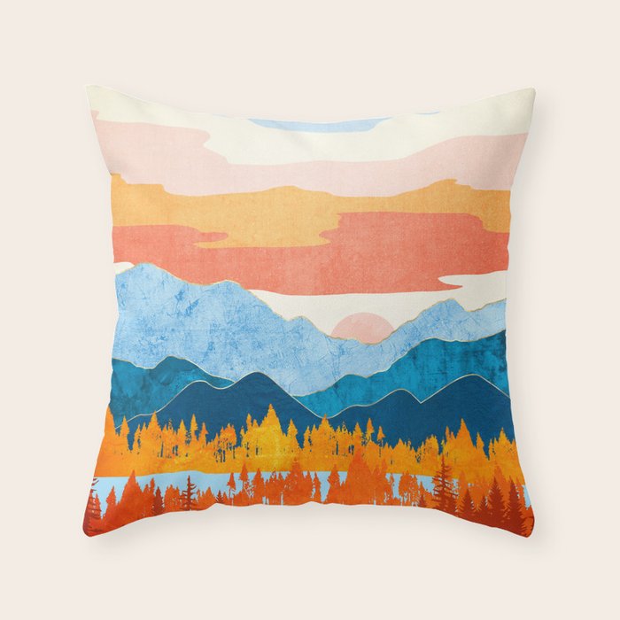 Fall Retro Vista Throw Pillow Gallery Image 1
