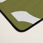 Mid Century Modern Loops Pattern in Deep Olive Green and White Desk Mat Gallery Image 4