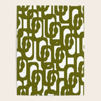 Mid Century Modern Loops Pattern in Deep Olive Green and White Poster Gallery Image 4
