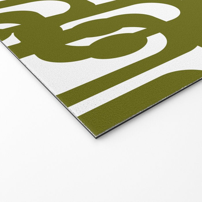 Mid Century Modern Loops Pattern in Deep Olive Green and White Welcome Mat Gallery Image 2