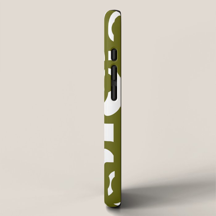 Mid Century Modern Loops Pattern in Deep Olive Green and White iPhone Case Gallery Image 2