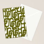 Mid Century Modern Loops Pattern in Deep Olive Green and White Stationery Card Gallery Image 2