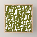 Mid Century Modern Loops Pattern in Deep Olive Green and White Mini Art Print Gallery Image 1