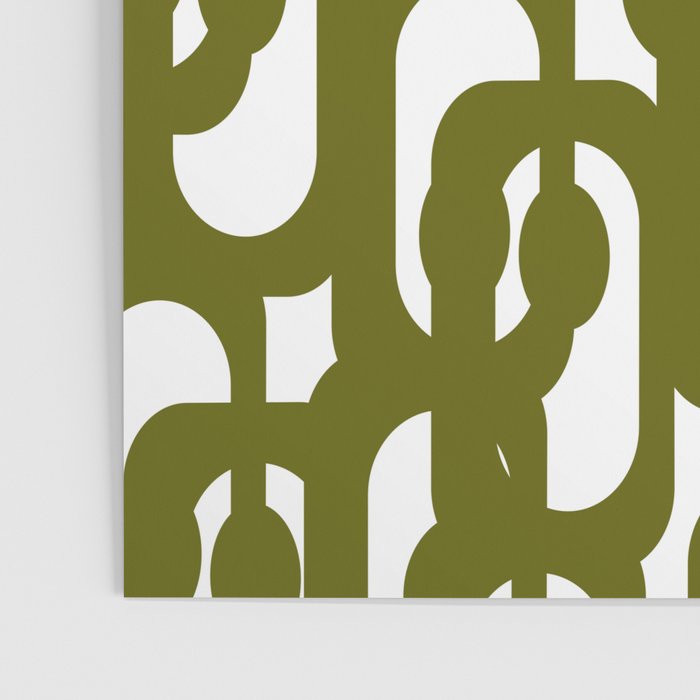 Mid Century Modern Loops Pattern in Deep Olive Green and White Poster Gallery Image 3