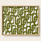 Mid Century Modern Loops Pattern in Deep Olive Green and White Serving Tray Gallery Image 1