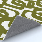 Mid Century Modern Loops Pattern in Deep Olive Green and White Rug Gallery Image 4