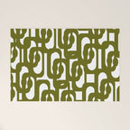 Mid Century Modern Loops Pattern in Deep Olive Green and White Welcome Mat Gallery Image 1
