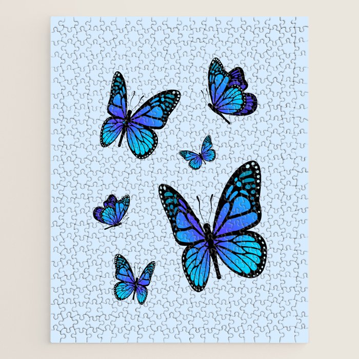 Butterfly Blues | Blue Morpho Butterflies Collage Jigsaw Puzzle Gallery Image 1