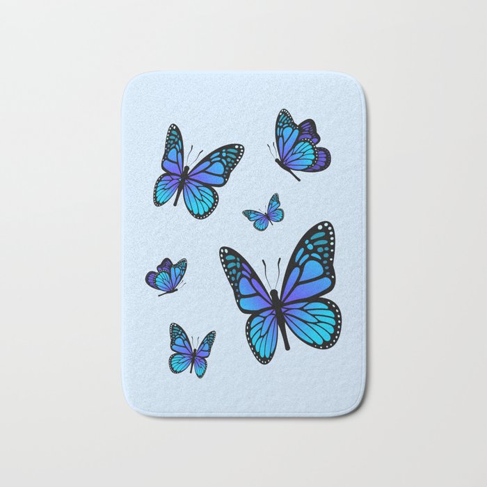 Butterfly Blues | Blue Morpho Butterflies Collage Bath Mat Gallery Image 1