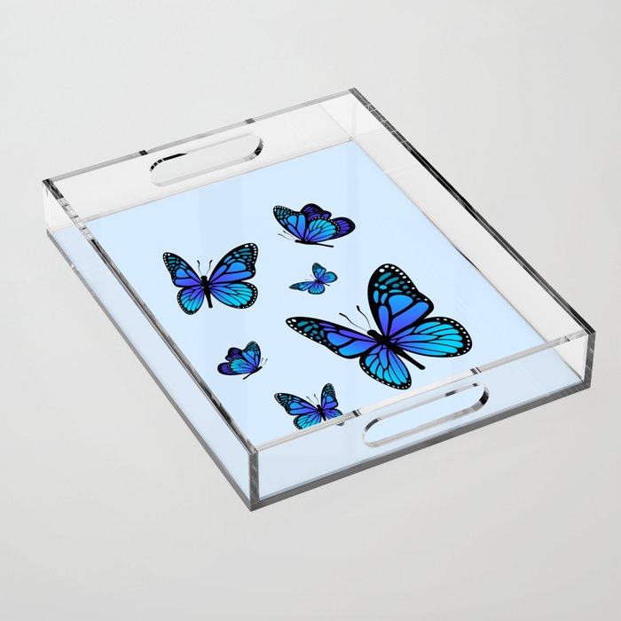 Butterfly Blues | Blue Morpho Butterflies Collage Acrylic Tray Gallery Image 1