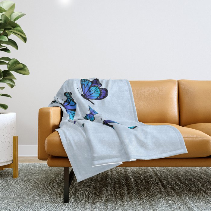 Butterfly Blues | Blue Morpho Butterflies Collage Throw Blanket Gallery Image 1