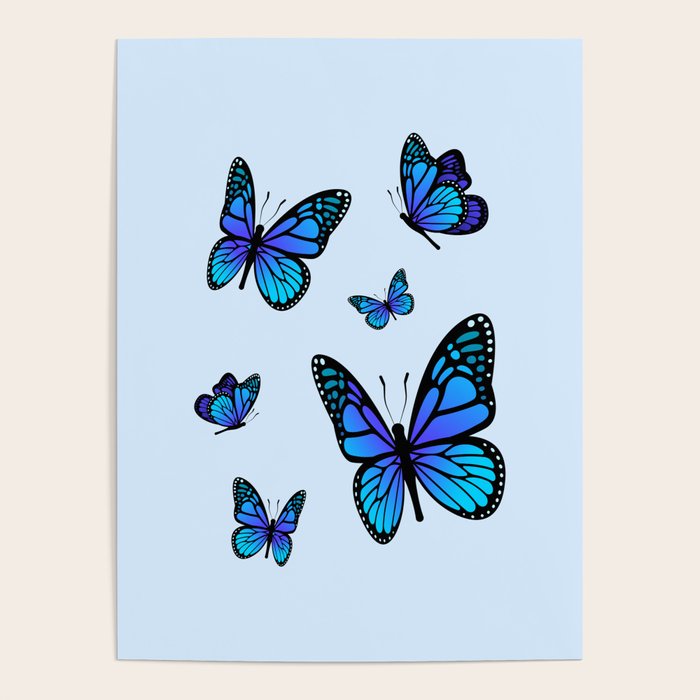 Butterfly Blues | Blue Morpho Butterflies Collage Poster Gallery Image 4