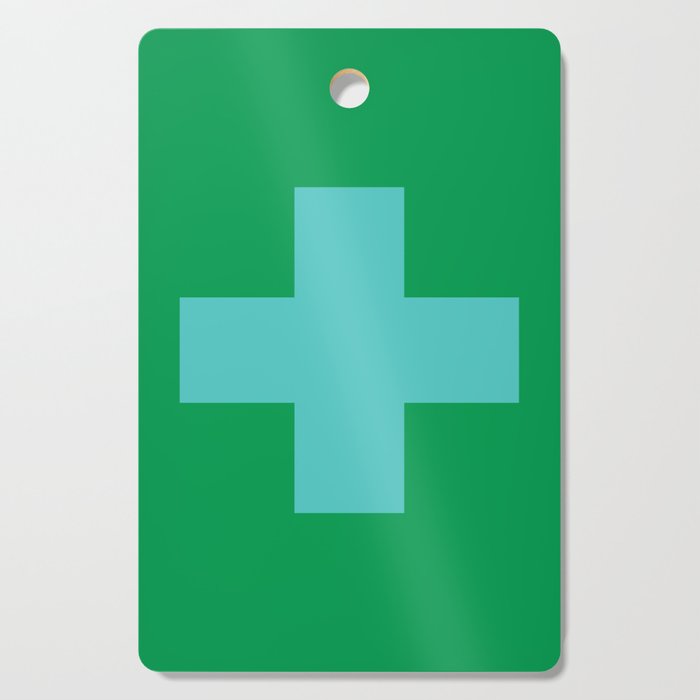 Swiss Cross Symbol in Blue & Green Cutting Board Gallery Image 1