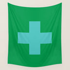 Swiss Cross Symbol in Blue & Green Wall Tapestry Gallery Image 4