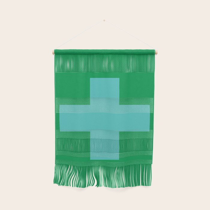 Swiss Cross Symbol in Blue & Green Wall Hanging Gallery Image 1