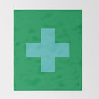 Swiss Cross Symbol in Blue & Green Throw Blanket Gallery Image 2
