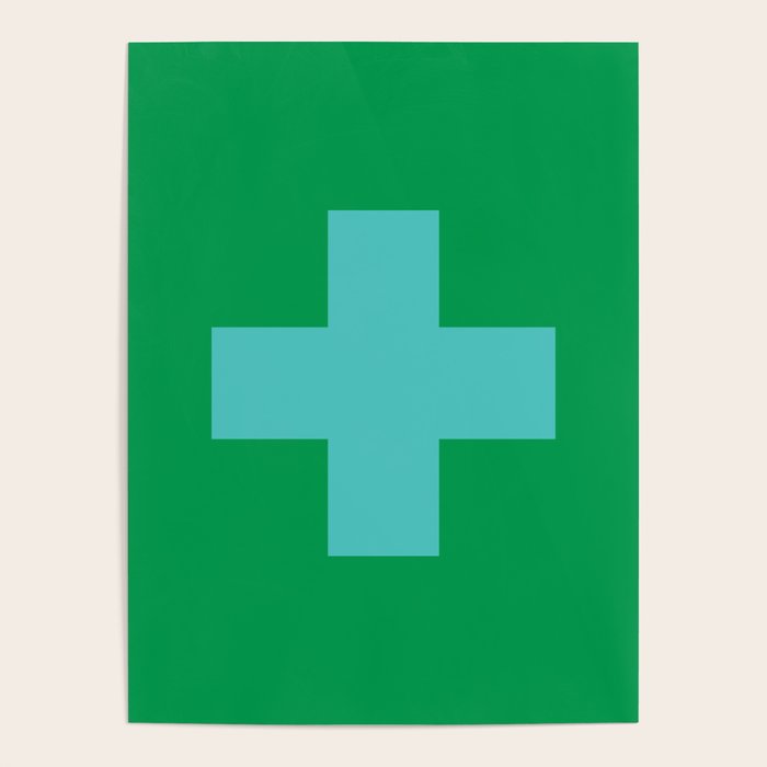Swiss Cross Symbol in Blue & Green Poster Gallery Image 1