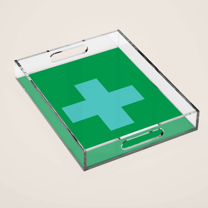 Swiss Cross Symbol in Blue & Green Acrylic Tray Gallery Image 1